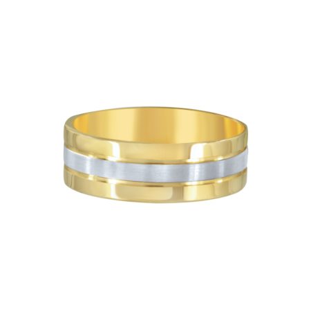 Two Tone Center Groove Wedding Band. 7mm - Image 2