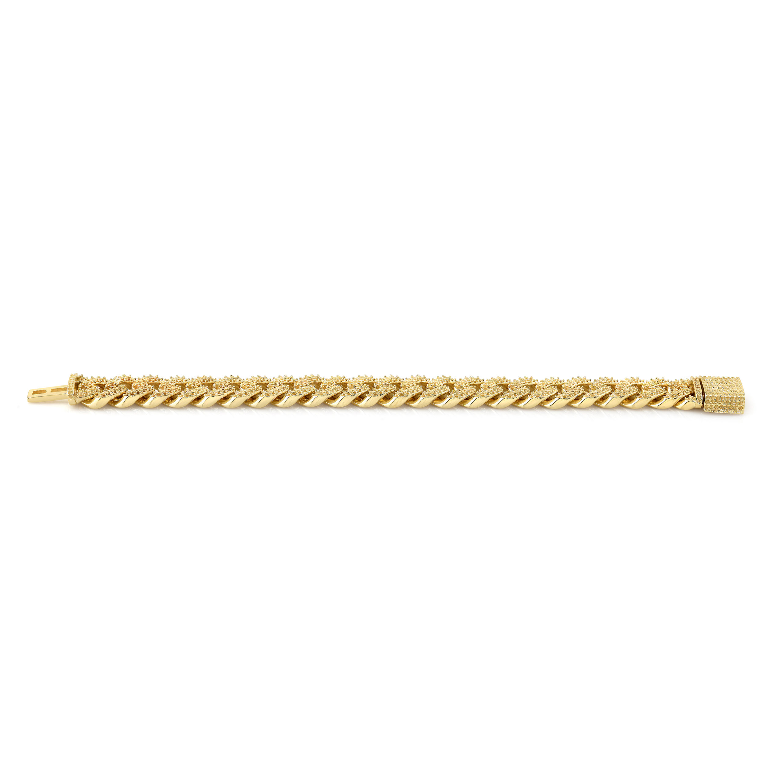 12mm Two-Row Cuban Link Bracelet, 14K Gold