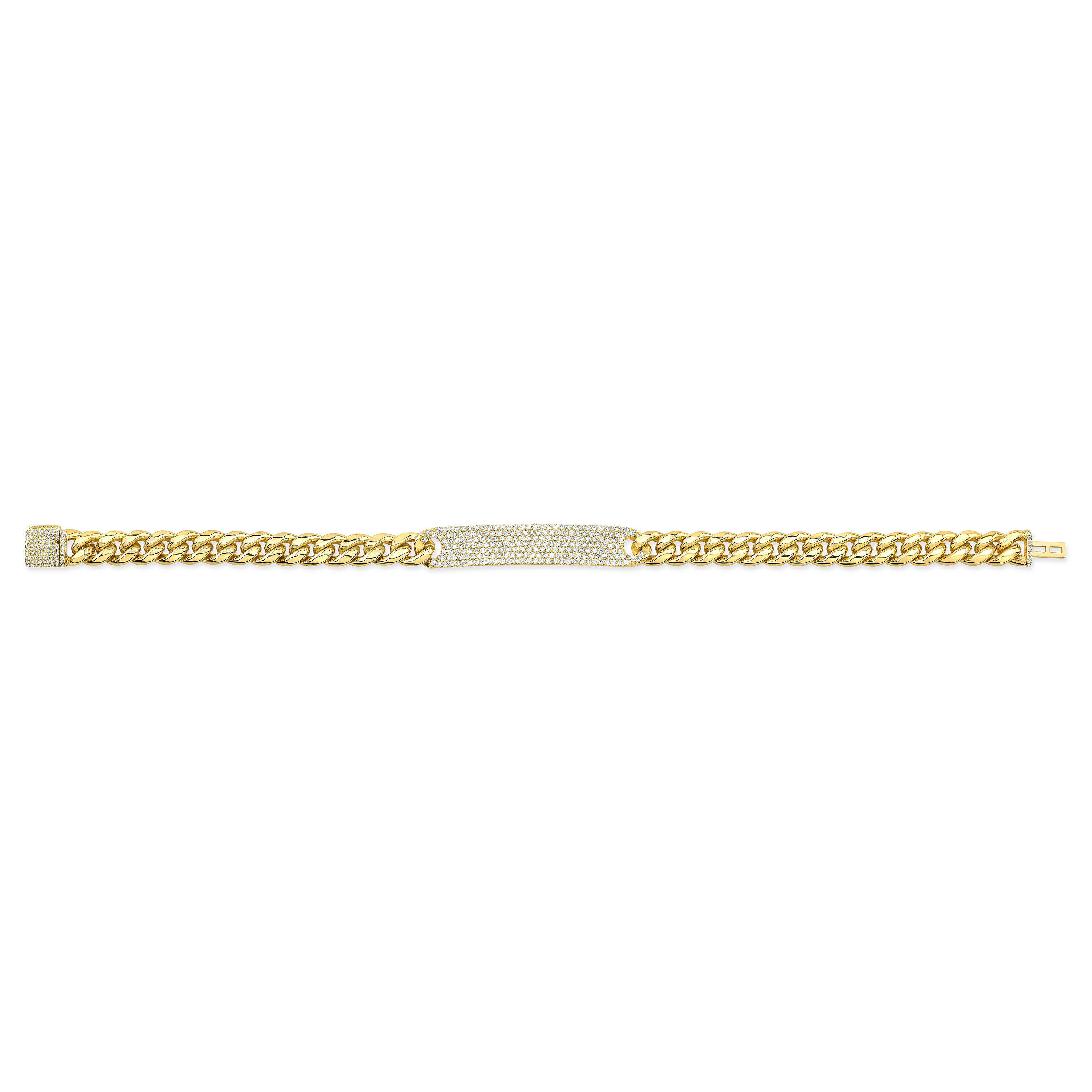 Gold Cuban Link Diamond ID Bracelet