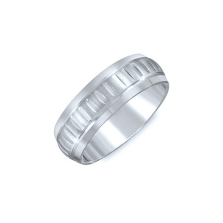 Diamond Polished Cut Wedding Band. 6mm