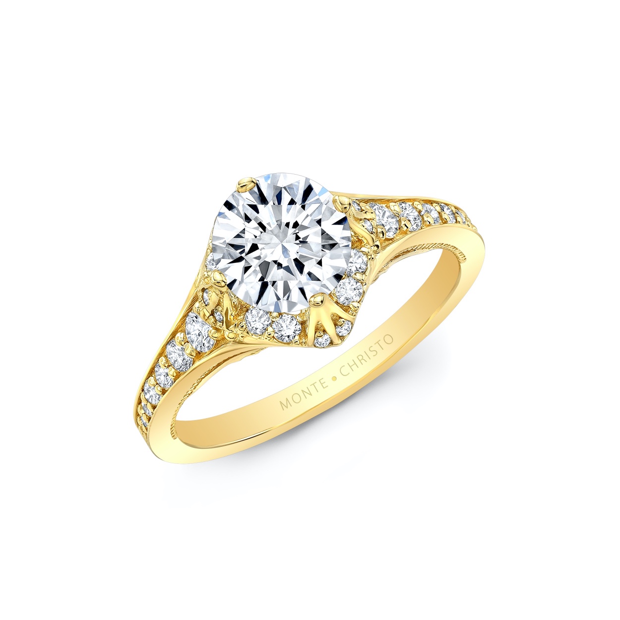 Petite Pavè Diamond Ring | Yellow Gold | Monte Christo Trade Corporation