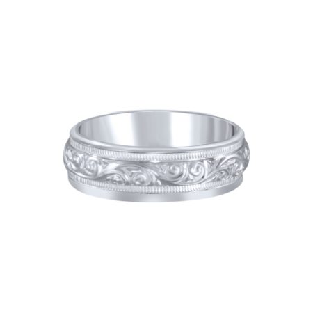 Paisley Etched Design Wedding Band. 7mm - Image 2