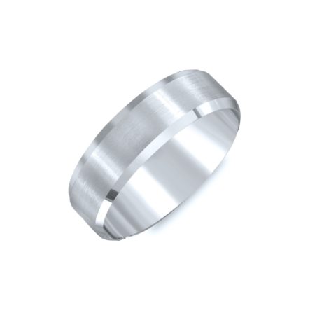 White Gold Center Brushed Wedding Band. 6, 7 & 8mm
